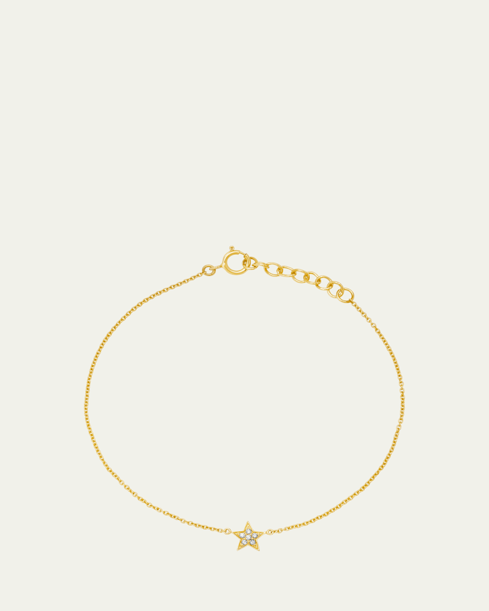 14K Yellow Gold Diamond Mini Star Charm Anklet